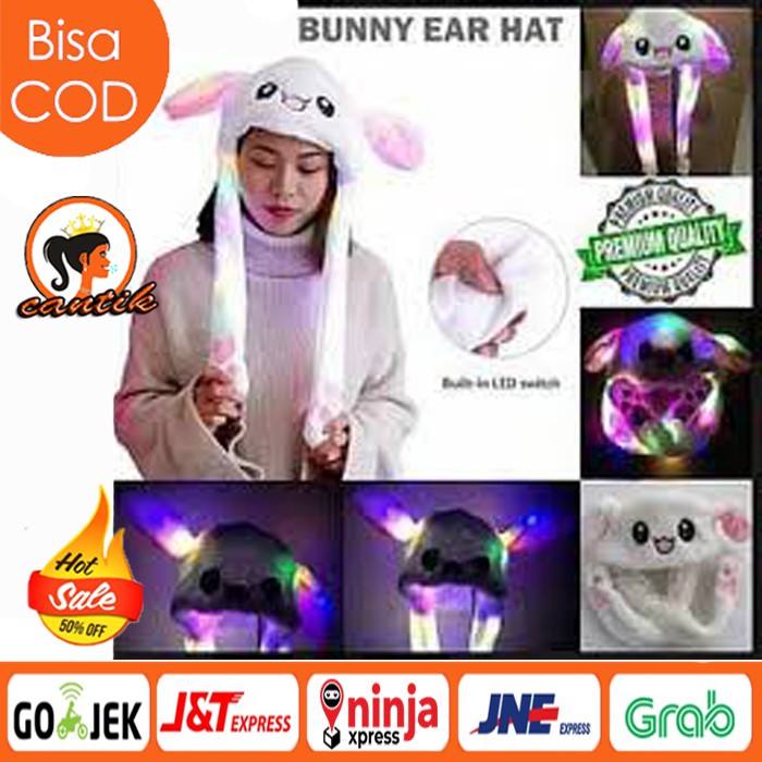 READYSTOCK BUNNY HAT LED TOPI KELINCI TIK TOK KUPING BERGERAK DENGAN LED