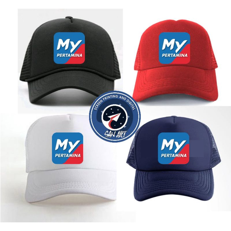 Topi Pria Trucker/Jaring logo My pertamina