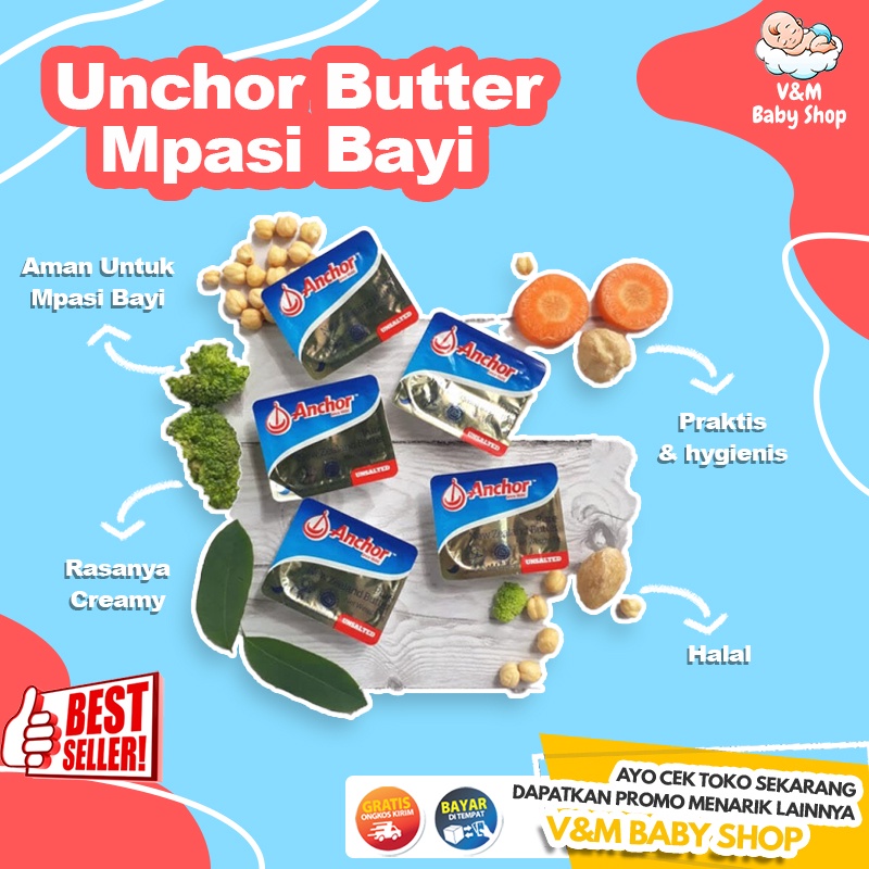 VnM007BP | Unchor Butter Mpasi Bayi 7 Gr Minidish Halal / Anchor Unsalted Butter / Anchor Salted Butter / Mentega Mpasi Bayi Sehat / Unchor Butter Bahan Mpasi Bayi Organik / Perlengkapan Mpasi Bayi