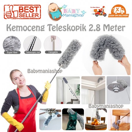 KEMOCENG TELESKOPIK Panjang 280CM Panjang 2,8 Meter Pembersih Debu Tekuk Telescopic Microfiber Magnet Debu Extendable Gagang Panjang Sapu Pembersih Plafond Adjustable Deep Cleaning