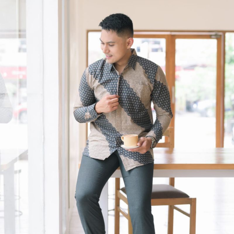 Baju Batik lengan panjang full puring slimfit