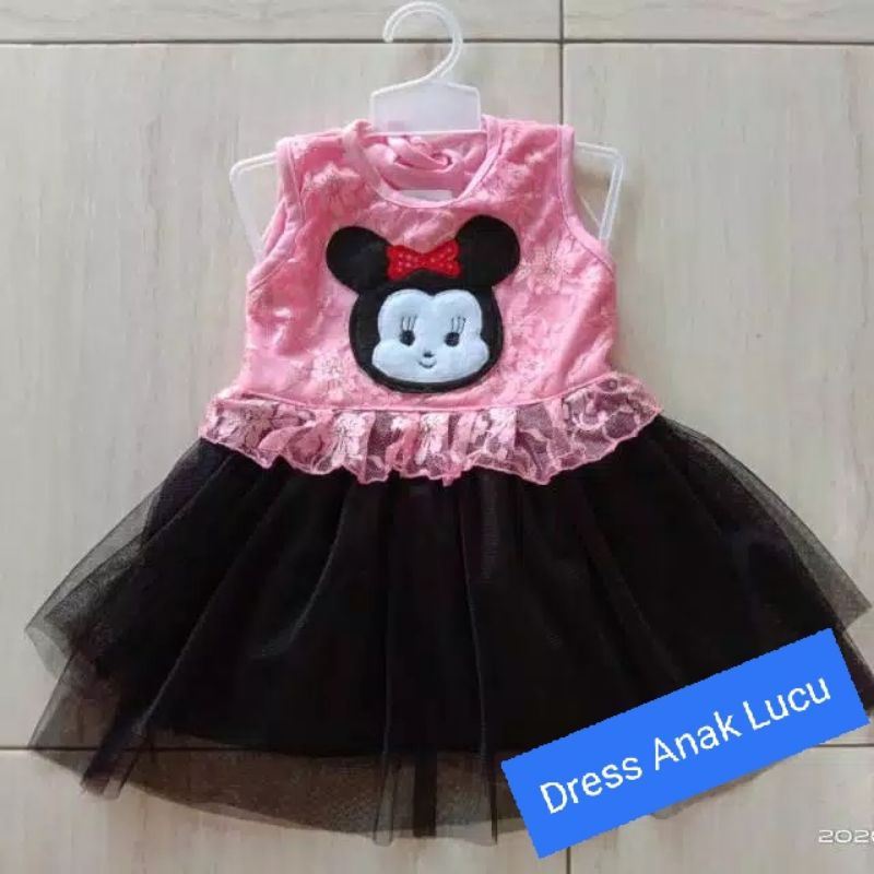 Dress anak cewek lucu 1 2 tahun tutu hitam baju anak perempuan ( tsum-tsum)