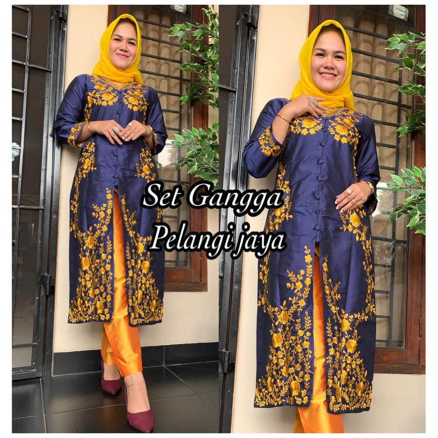 Set Gangga Abaya Taffeta Aneka Pilihan Warna