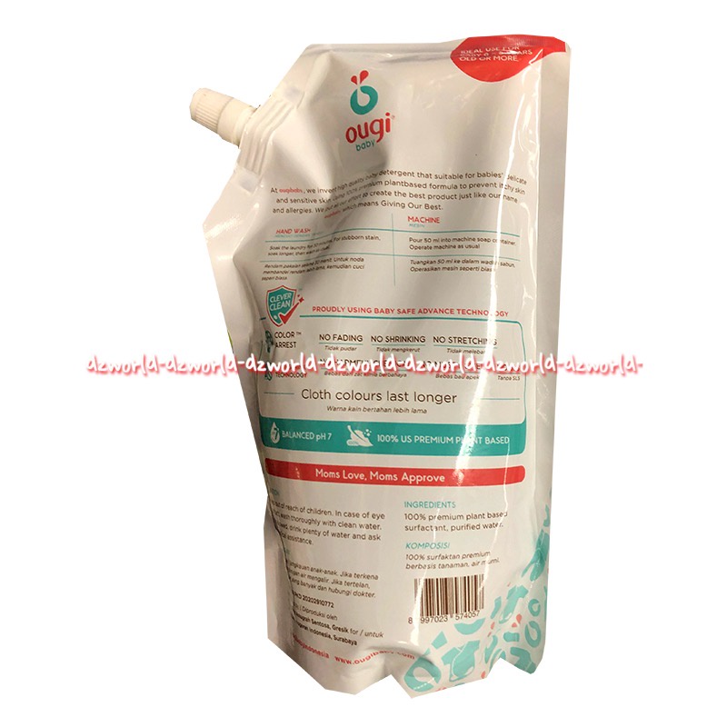 Ougi Baby Laundry Detergent Cair Konsentrat 900ml Sabun Cuci Pakaian Bayi Anak Laundri Londri