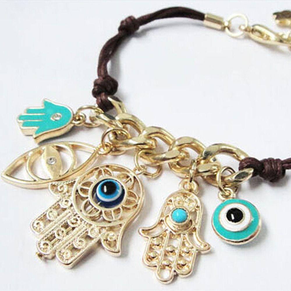 PREVA Bracelet Fashion Women Knit Link Hand of Fatima Hamsa