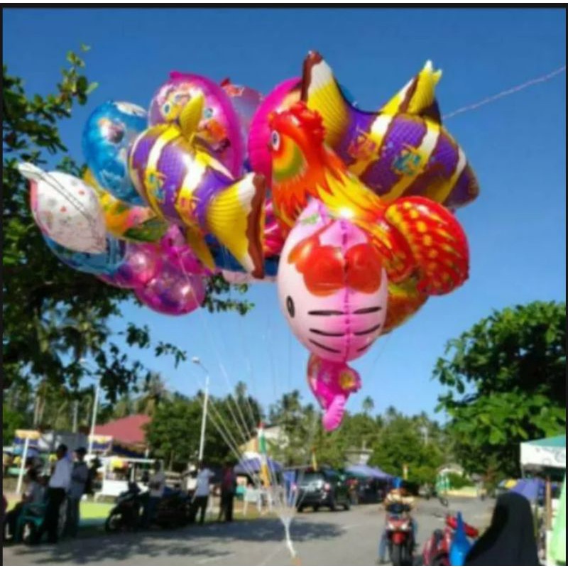 DORAEMON BIRU BALON GAS, BISA TERBANG (BALON KARAKTER BALON FOIL)