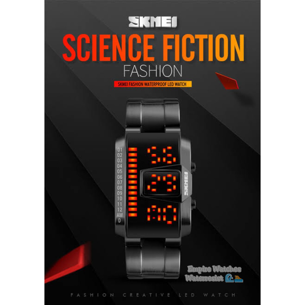 Jam Tangan Skmei 1179 Pria Wanita Digital Rantai Stainless  Kualitas Original Waterproof