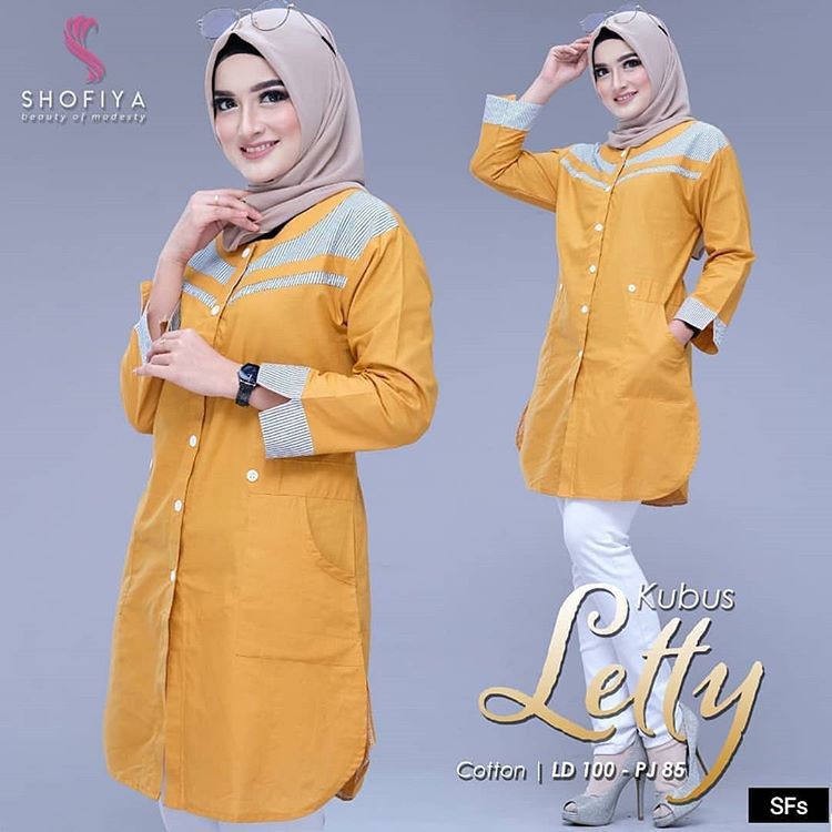 Letty Tunik Moscrepe Baju Atasan Muslim Wanita Terbaru Design Kekinian Harga Murah Kualitas Bagus