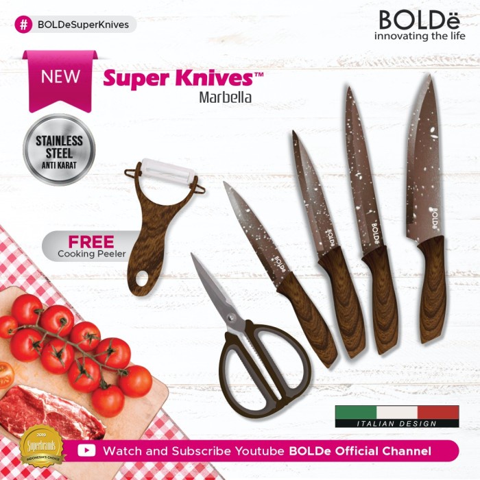 Pisau Dapur Bolde Super Utensile Knife Set Marbella 6 in 1 Italian Design