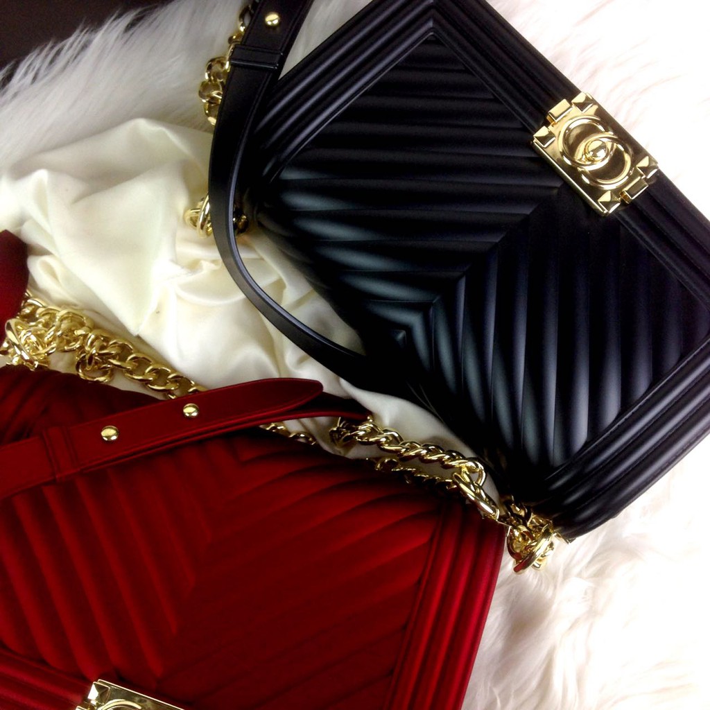 Tas CHANEL Chevron Boy Flap Jelly Ghw Spring Summer PVC Jelly High Quality 7730#