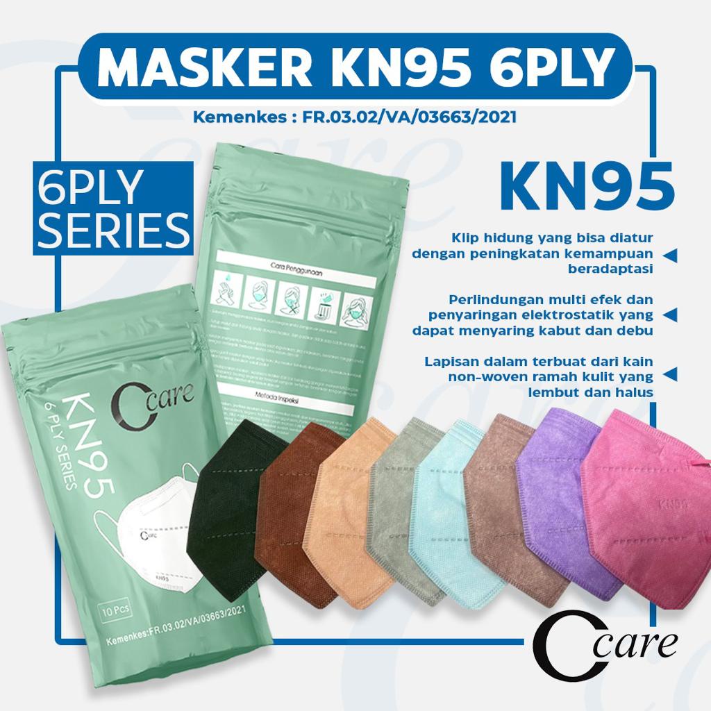 MASKER KN95 CCARE ISI 10 PCS 6PLY EMBOS WARNA WARNI [SWEETSPACE]