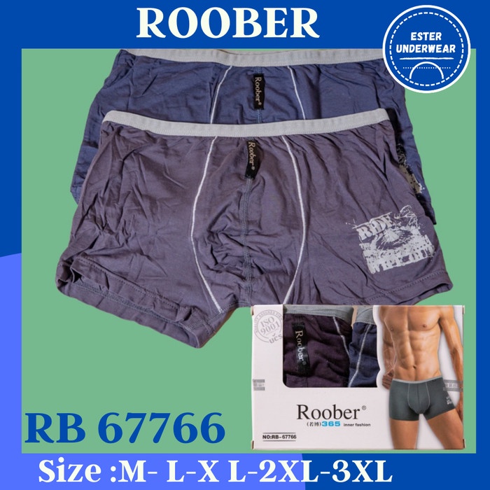 Celana Boxer Pria Roober RB 67766 Isi 2Pcs/Pack Bahan Soft Viscose