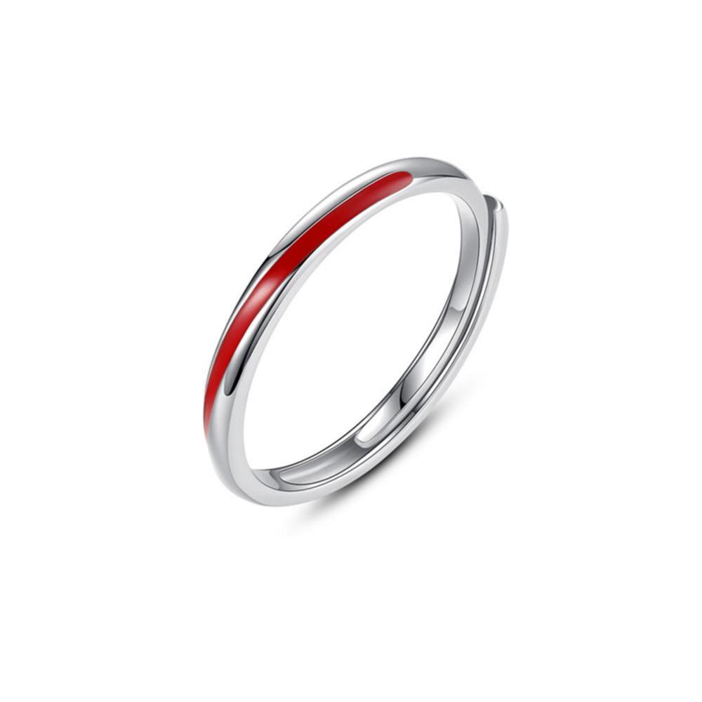 Timekey Cincin Pasangan / Pria / Wanita Desain Strip Mobius Merah Adjustable Untuk Hadiah Valentine A1K6