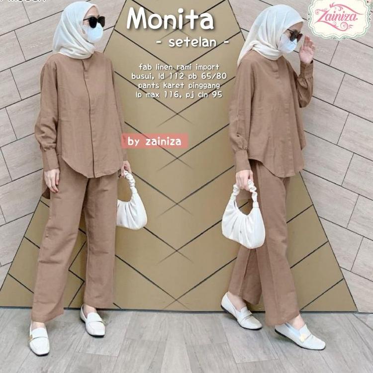 (LANGSUNG KIRIM) Up monita setelan by zainiza/setelan wanita/setelan tunik celana/best seller/baju k