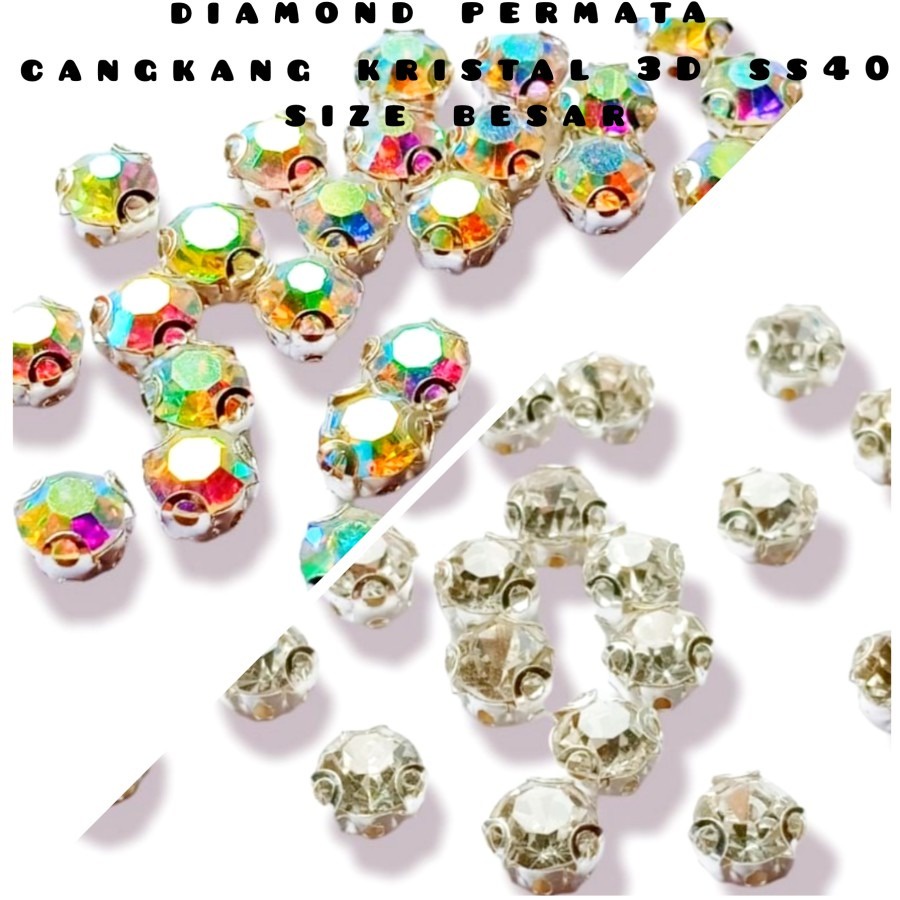 Diamond jahit permata cangkang kristal 3D grade A ss 40 size besar per lusin