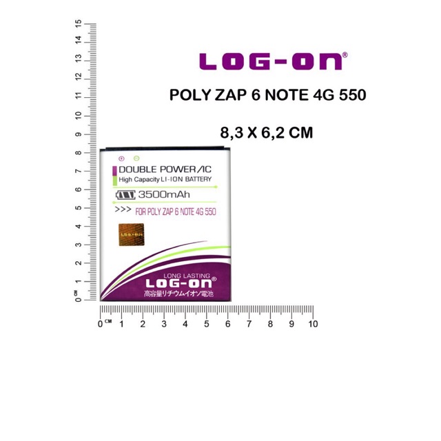 BATERAI POLYTRON ZAP 6 NOTE 4G 550 - PL-8AA6 - LOG ON DOUBLE POWER BATRE