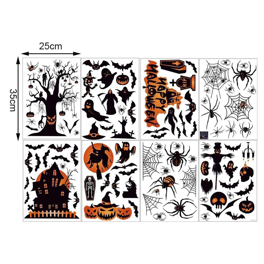 Solighter 8lembar Stiker Jendela Horror Mengerikan Dekorasi Rumah Ghost Spider Skeleton Wall Sticker