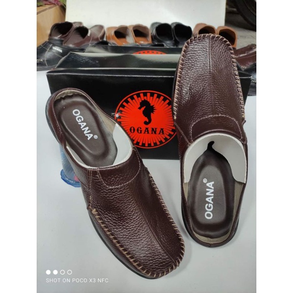 Sepatu Selop Bustong Casual Kulit Pria Ogana 01 ( Produksi Sendiri )