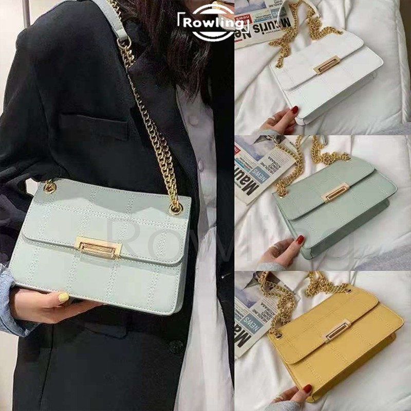 Rowling (Tas-150）Tas Selempang Wanita Garis Kotak/Tas Selempang Wanita Cantik Dan Elegan Import