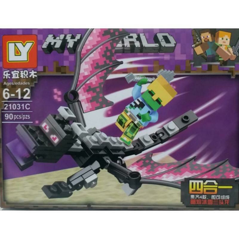 Lego mine craft zombie and Ender dragon black Minecraft game my world Minifigure
