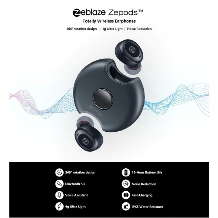 93 ZEBLAZE Zepods Totally Wireless Earphone Bluetooth 5.0 Waterproof IPX5