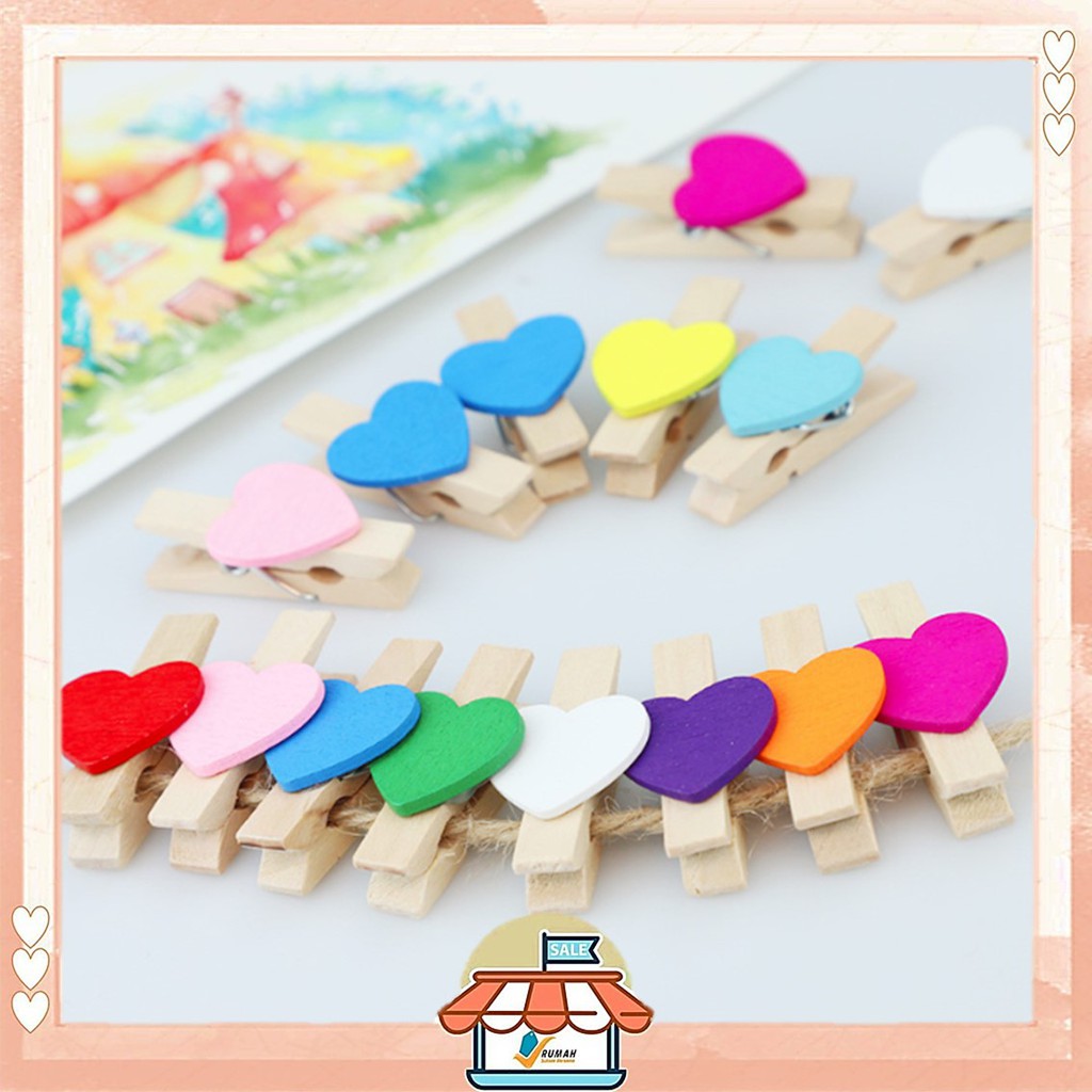 RSB Wooden Clip Love Color / Penjepit Kayu Love Warna Warni / Mini 3