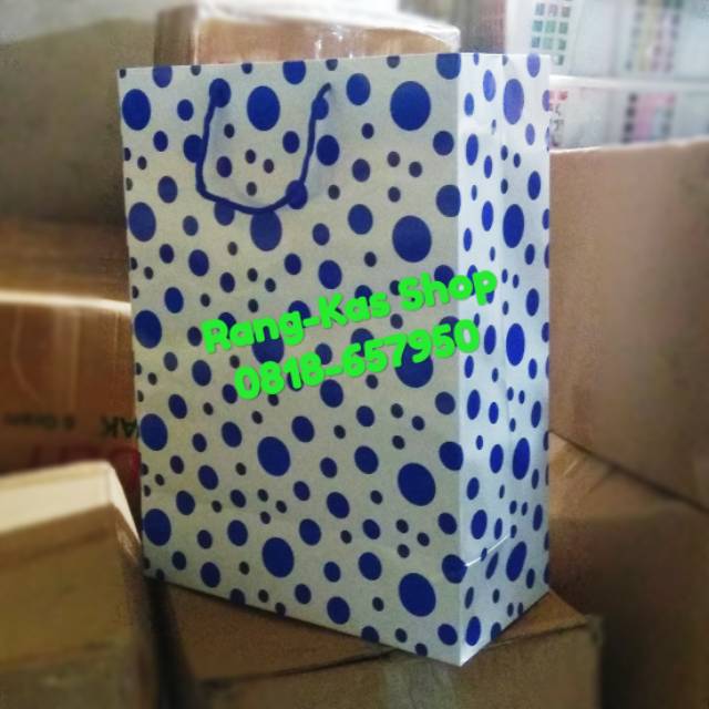 

Paperbag Polkadot Biru Folio Duplek Laminating doff