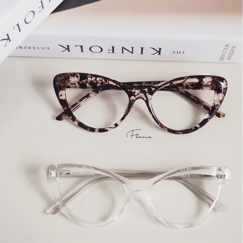 Flavia Eyewear - Kacamata Gaia Cat Eye Acetat (custom minus, photochromic, blueray, bluechromic dan photobrown)