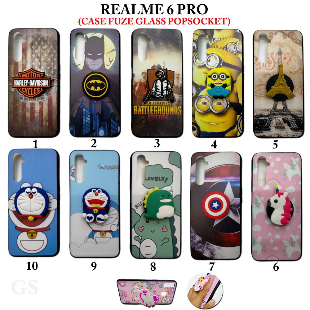 Case REALME 3 Pro 5 Pro 5 / 5i  6 Pro 6 C11 C12 / C15 C2 / A1K Case Fuze Glass Plus Popsocket