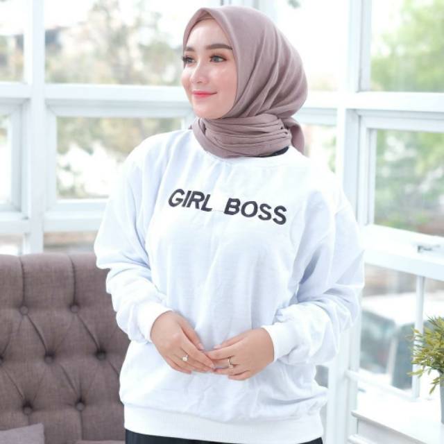 GIRL BOSS SWEATER WANITA - CREWNECK TEBAL TERLARIS