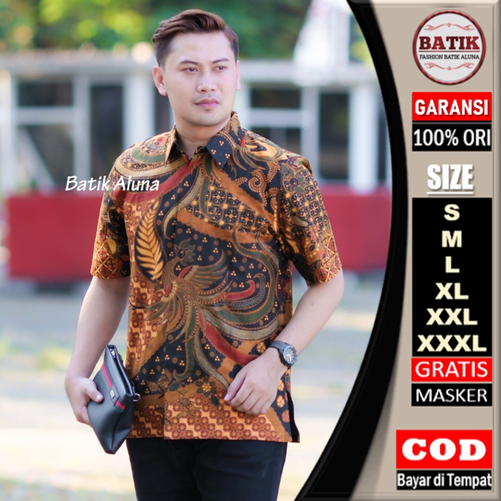 Kemeja Batik Pria Lengan Pendek Premium Lapis Full Furing Baju Batik Pria Premium Lengan Pendek Sragenan Modern Slimfit Full Furing Baju Batik Remaja Baju Kondangan Pria FASHION BATI ALUNA