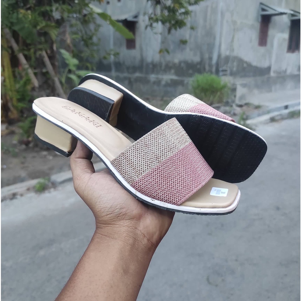 BAYAR DI TEMPAT PROMO SANDAL RAJUT IMPORT HIGH HEELS HAK TAHU 3CM