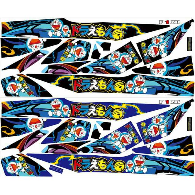 striping/lis/sticker variasi yamaha FIZR "DORAEMON" hitam-biru-merah