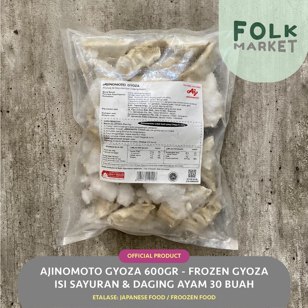 

AJINOMOTO Gyoza 600gr (30pcs) - Frozen Japanese Chicken & Veggie Gyoza
