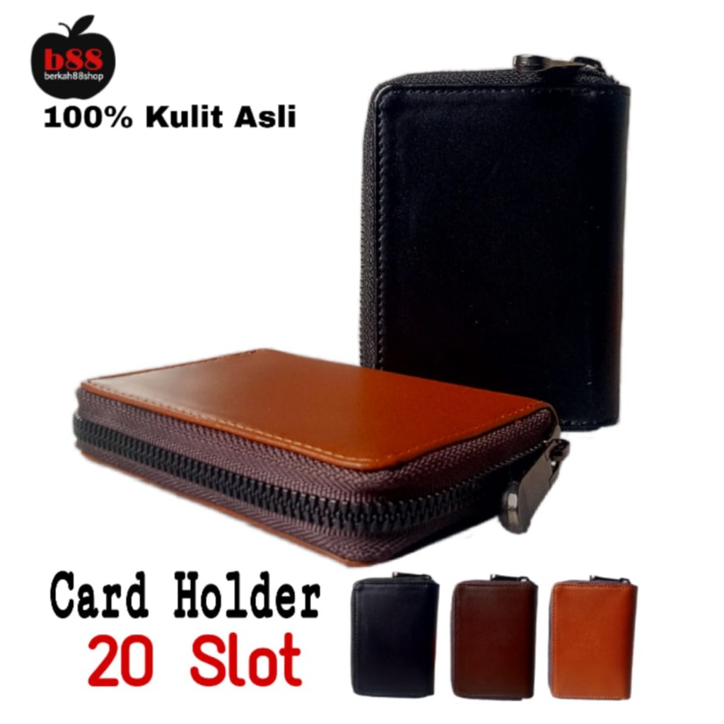 CARD HOLDER 20 SLOT + KOTAK | WalletCard Kulit Asli | Dompet Kartu Kulit