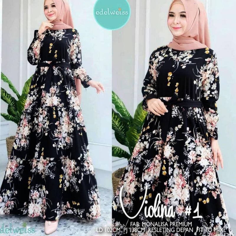 gamis Ania Maxy Sakura Busui Ibu Menyusui XL Fashion Muslim Syari Kekinian Mewah Katun Monalisa COD