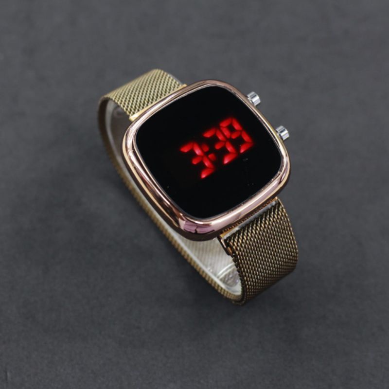 JAM TANGAN WANITA LED WATCH MESH MAGNET OVAL