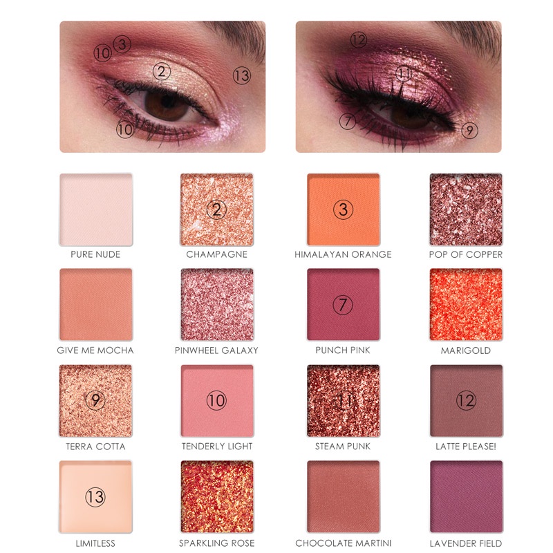 [ORI BPOM] FOCALLURE 16 Pan Glitter Eyeshadow Sunrise Palette The Impressionism -16 colors Palet #FA88