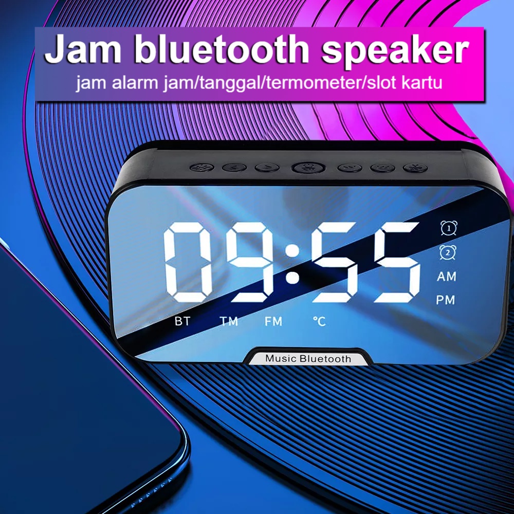 ITS Speaker Bluetooth Digital Multi-Fungsi Jam alarm ganda / Termometer / Jam / Radio FM / Portabel