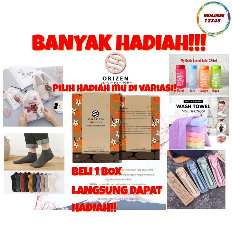 Orizen peach tea 1 box 100% Original BPOM Detox Tea teh Bumil Busui promil friendly slimming tea orisen powder tea collagen free bag belt botol shaker teh pelangsing diet detoxing