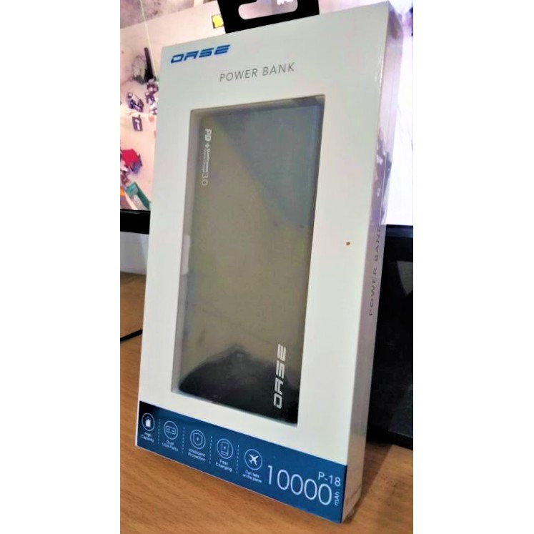 Powerbank 10.000 mAh Oase P-18 Garansi resmi 10000mAh usb c lightning port power bank besar Slim