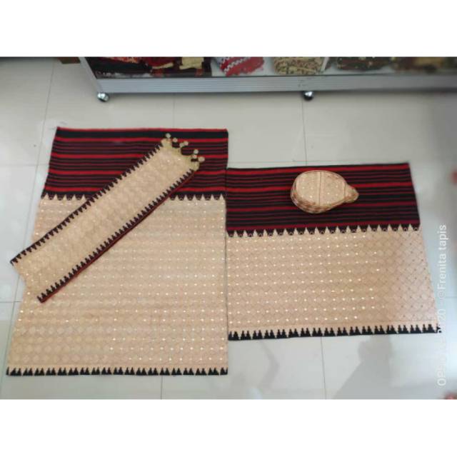 [BISA COD] Set Kain Tapis Papa Mama Benang Emas Asli