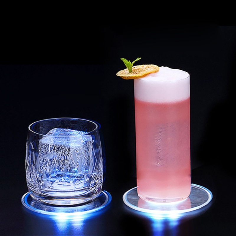 Zzz Tatakan Gelas Cocktail / Bir Bentuk Bulat Bahan Akrilik Dengan Lampu LED