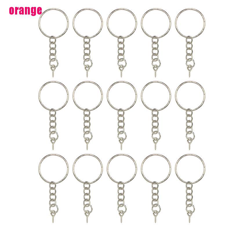 [happy]40Pcs Polished Key ring Screw Eye Short Chain Split Ring Connector DIY Jewelry