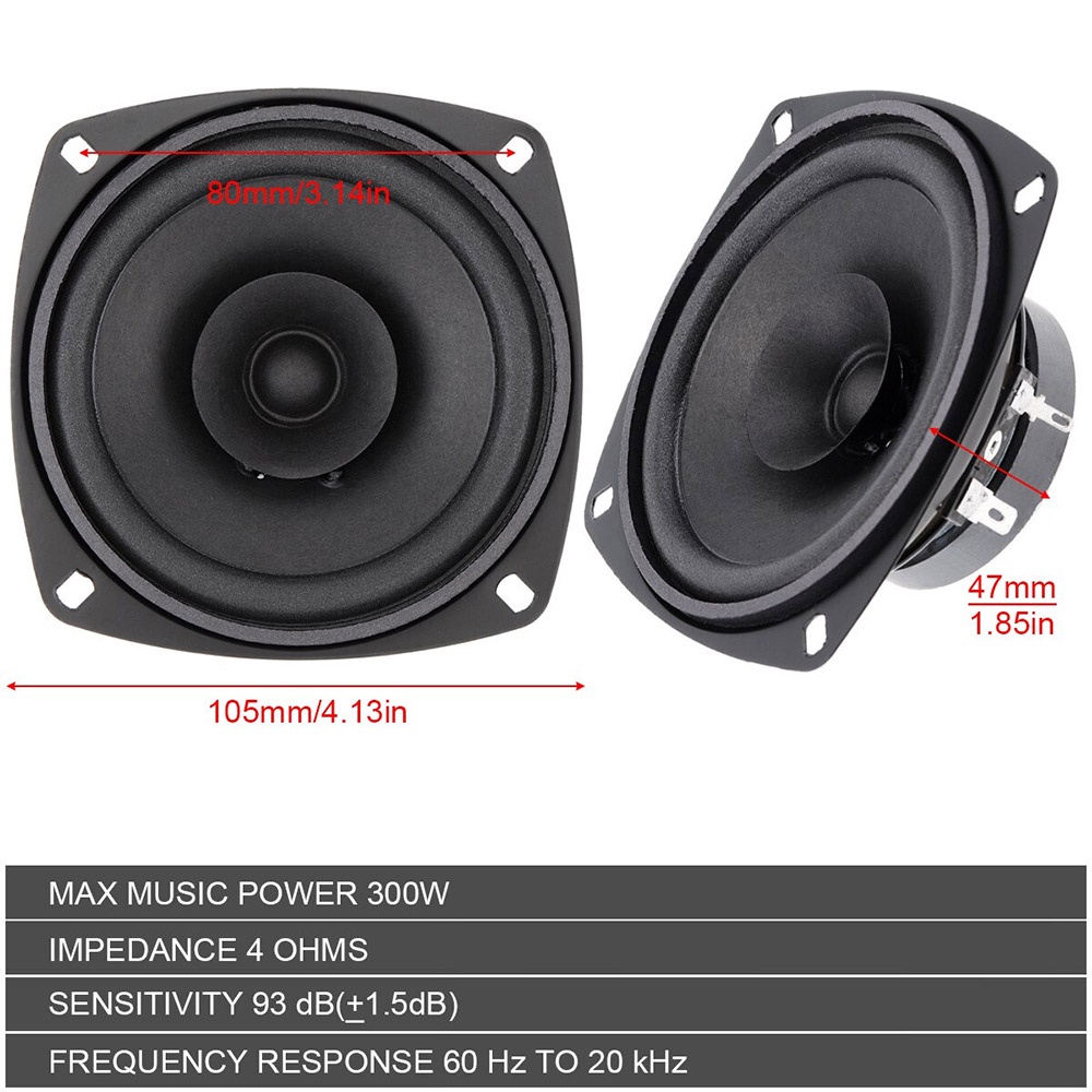 Pcinener Speaker Mobil HiFi 4 Inch 300W 1 PCS - TS-401 - Black