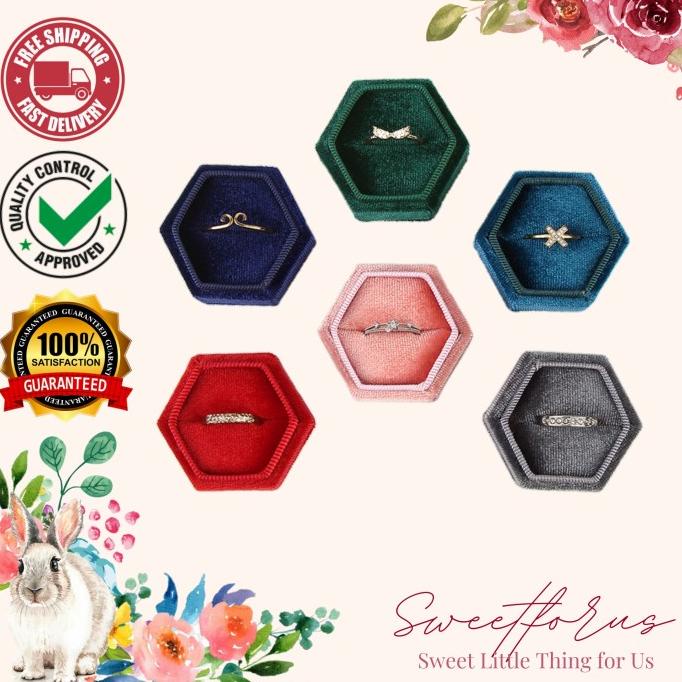 

AKSESORIS PERNIKAHAN RING BOX VINTAGE HEXAGONAL VELVET SINGLE | KOTAK CINCIN HEXAGONAL PERLENGKAPAN PESTA CRAFT