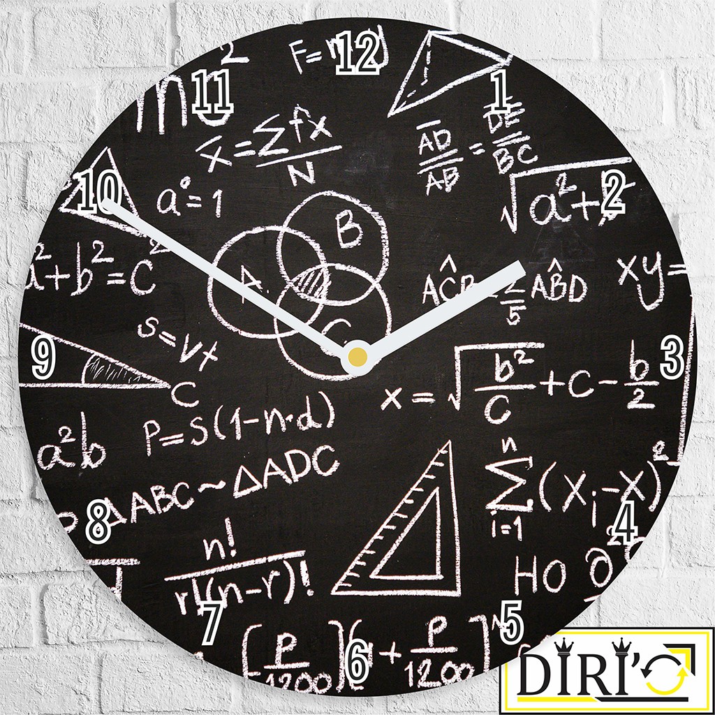 Jam Dinding Kayu Matematika Wall Clock Rumus Math Desain Unik Minimalis Murah-MTK 04