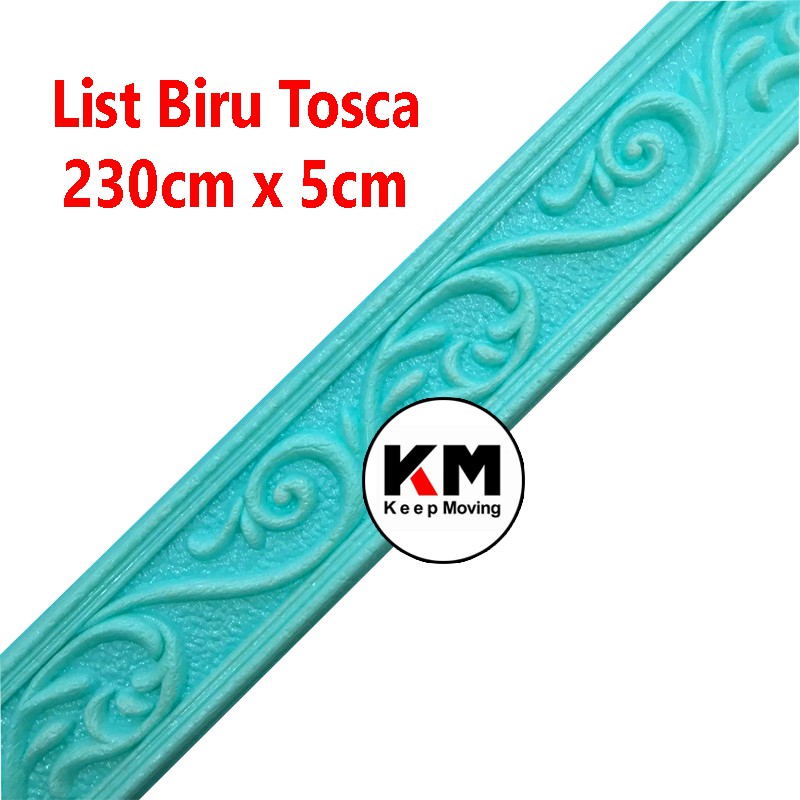 KM Wall Border List Wallpaper Wallborder Foam 3D-BIRU TOSCA 230 x 5cm