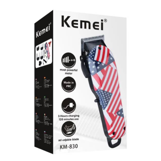 Kemei KM-830 Hair Clipper Rechargeable Alat Mesin Cukur Rambut Original