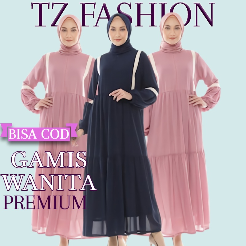 Dress Baju Gamis Wanita Dewasa Model Terbaru Kekinian Simple Elegan Muslimah Syari Syar'i Harian Ade